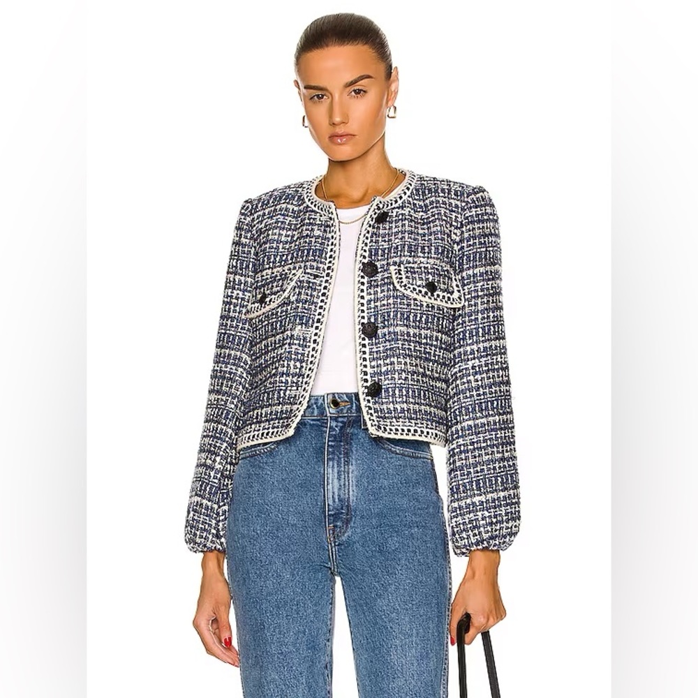 Veronica Beard Brim Tweed Navy Jacket 0